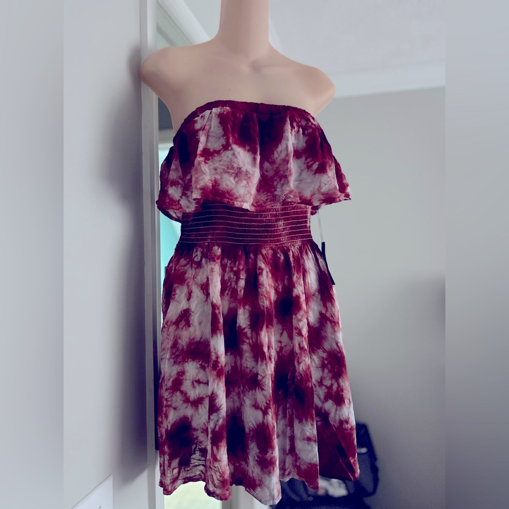 Womens Forever 21 tie die sleeveless off shoulder mini dress nwt